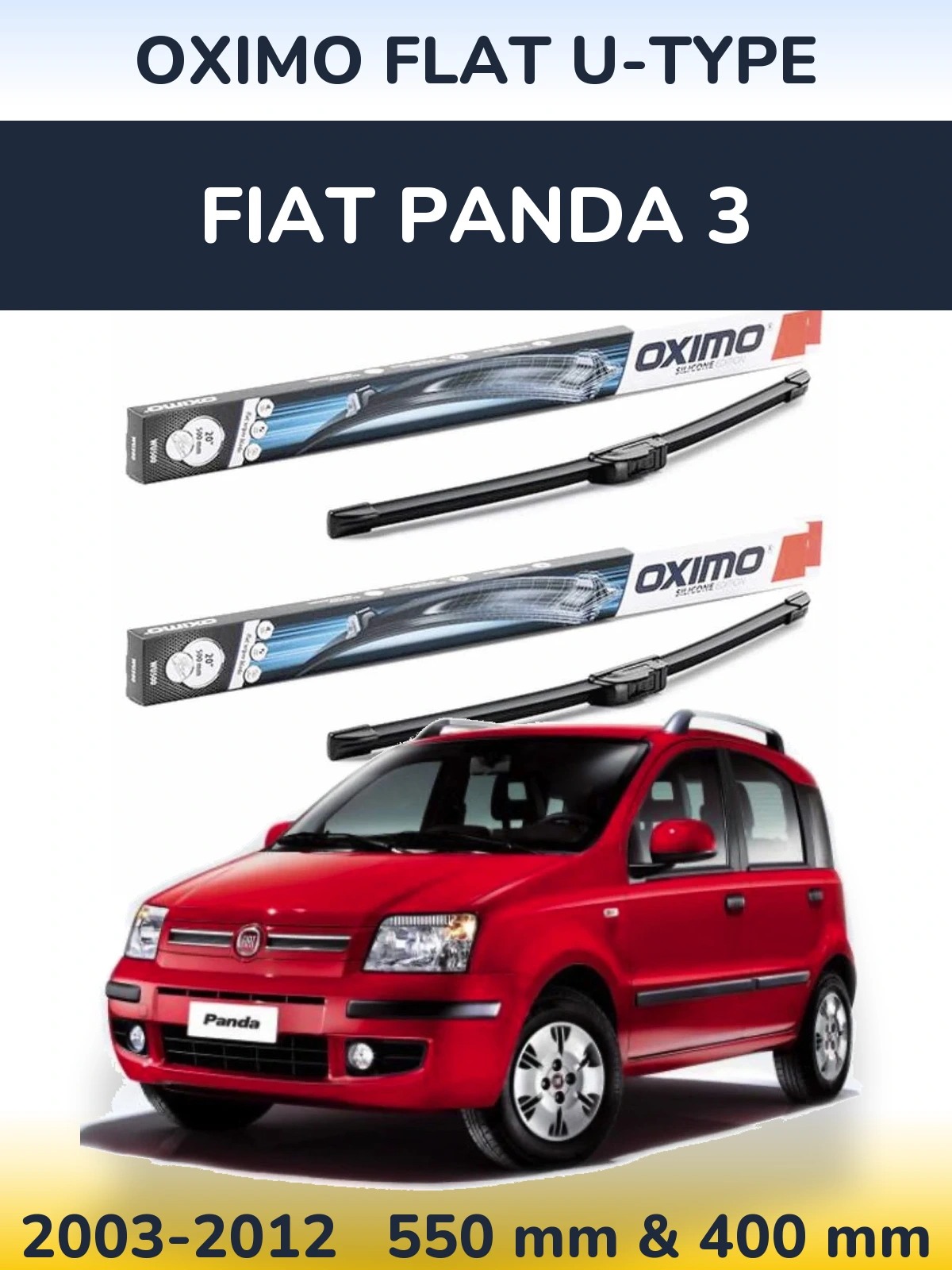 Sada předních stěračů Oximo Flat U-type 550 a 400 mm pro Fiat Panda 3 2003-2012