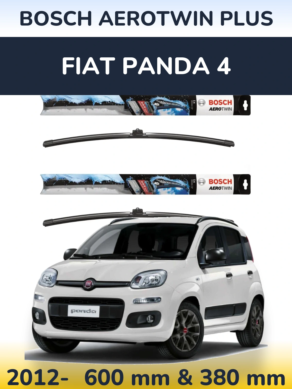 Sada předních stěračů BOSCH AeroTwin Plus 600 a 380 mm pro Fiat Panda 4 2012-2026