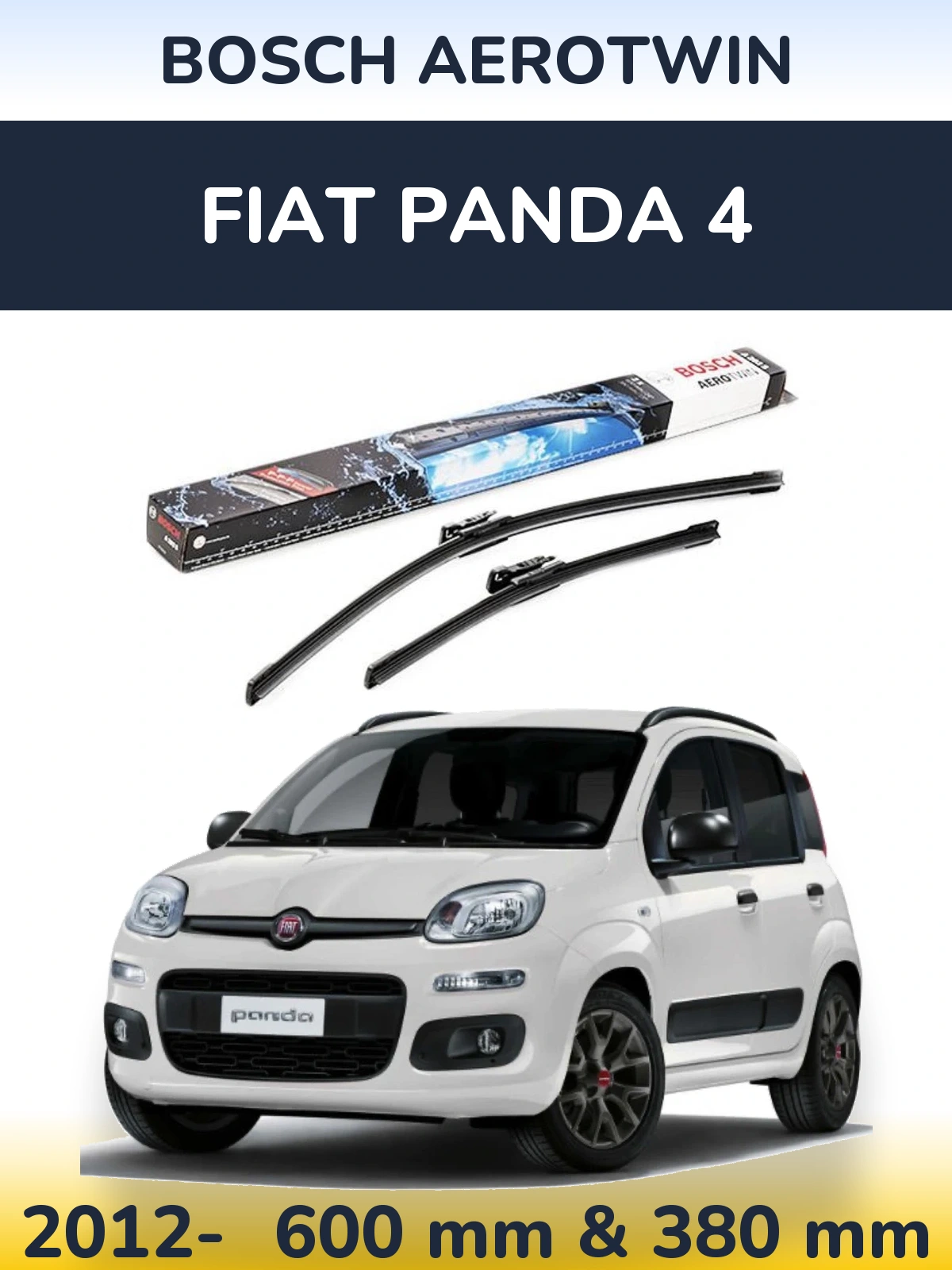 Sada předních stěračů BOSCH AeroTwin 600 a 380 mm pro Fiat Panda 4 2012-2026