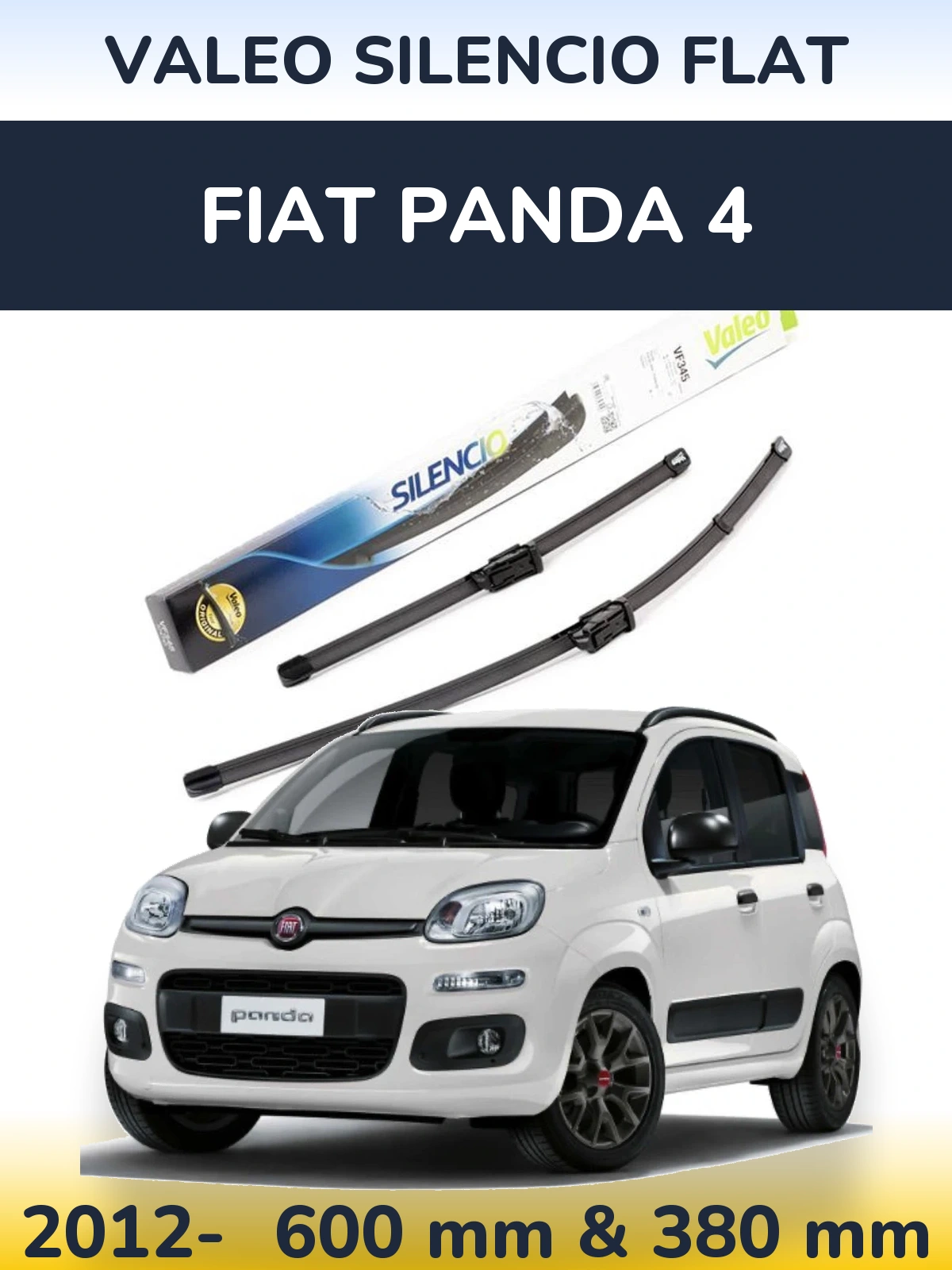 Sada předních stěračů Valeo Silencio Flat 600 a 380 mm pro Fiat Panda 4 2012-2026