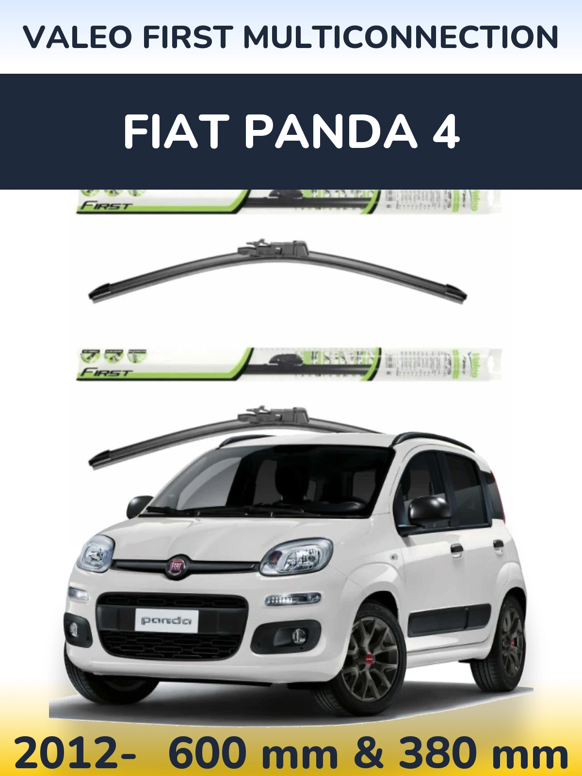 Sada předních stěračů Valeo First MultiConnection 600 a 380 mm pro Fiat Panda 4 2012-2026