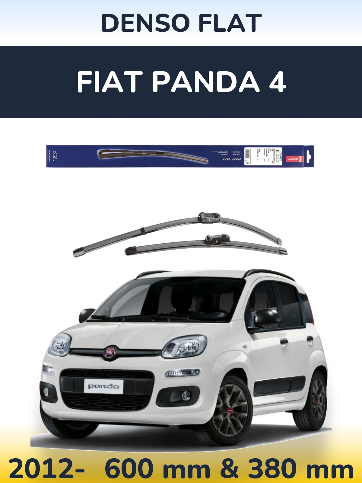 Sada předních stěračů Denso Flat 600 a 380 mm pro Fiat Panda 4 2012-2026