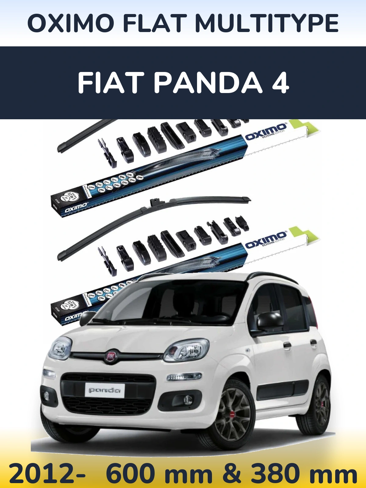 Sada předních stěračů Oximo Flat MultiType 600 a 380 mm pro Fiat Panda 4 2012-2026