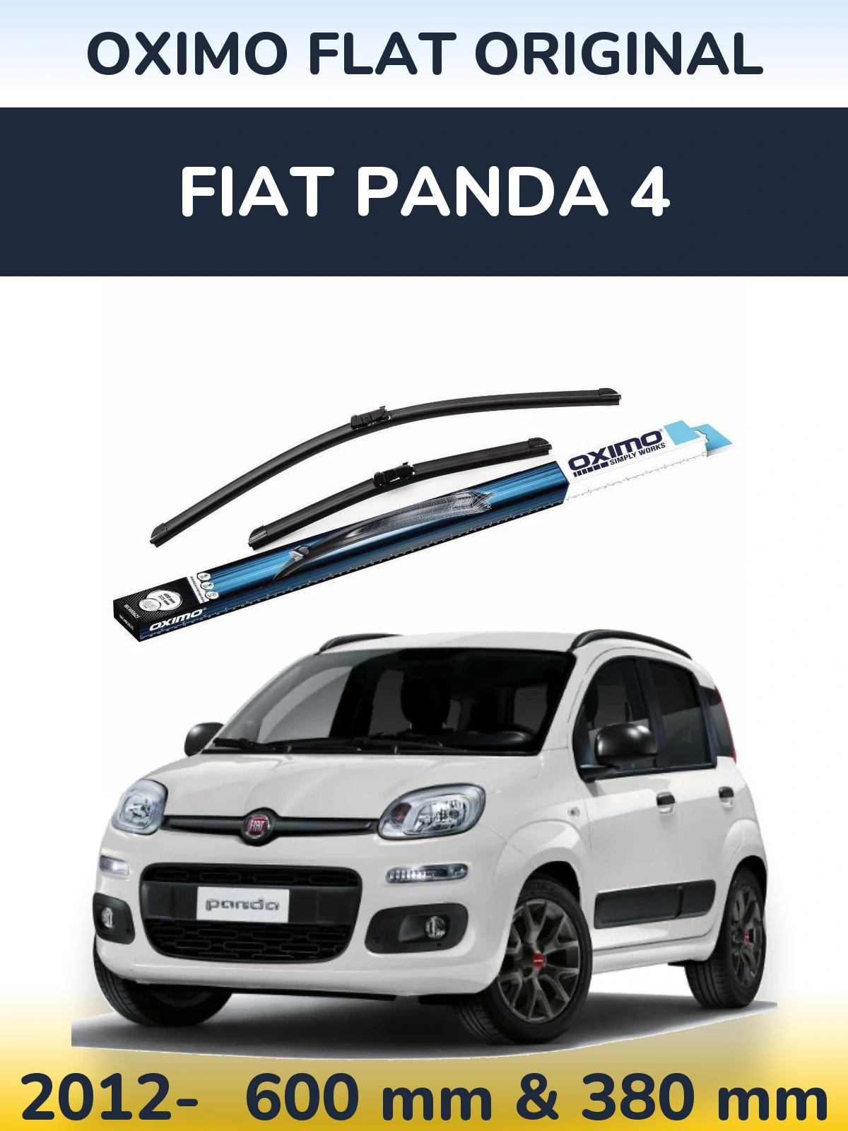 Sada předních stěračů Oximo Flat Original 600 a 380 mm pro Fiat Panda 4 2012-2026