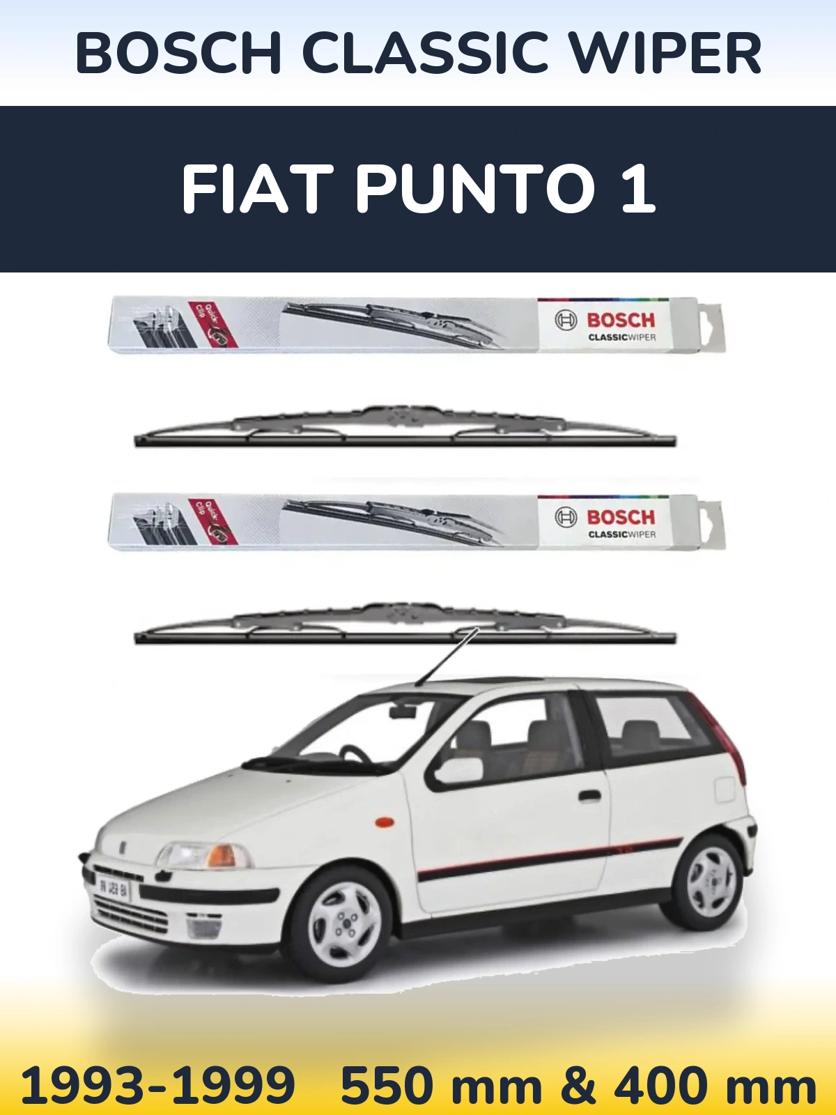 Sada předních stěračů BOSCH Classic Wiper 550 a 400 mm pro Fiat Punto 1 1993-1999