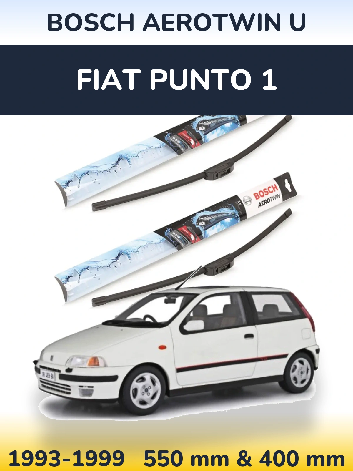 Sada předních stěračů BOSCH AeroTwin U 550 a 400 mm pro Fiat Punto 1 1993-1999