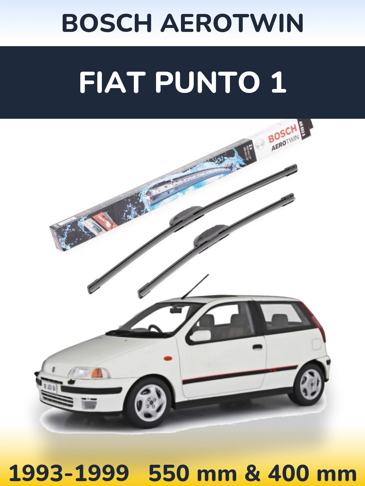 Sada předních stěračů BOSCH AeroTwin 550 a 400 mm pro Fiat Punto 1 1993-1999