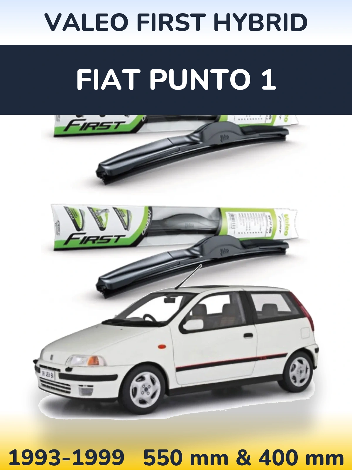 Sada předních stěračů Valeo First Hybrid 550 a 400 mm pro Fiat Punto 1 1993-1999