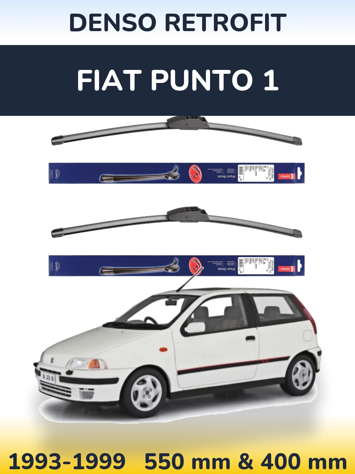 Sada předních stěračů Denso Retrofit 550 a 400 mm pro Fiat Punto 1 1993-1999