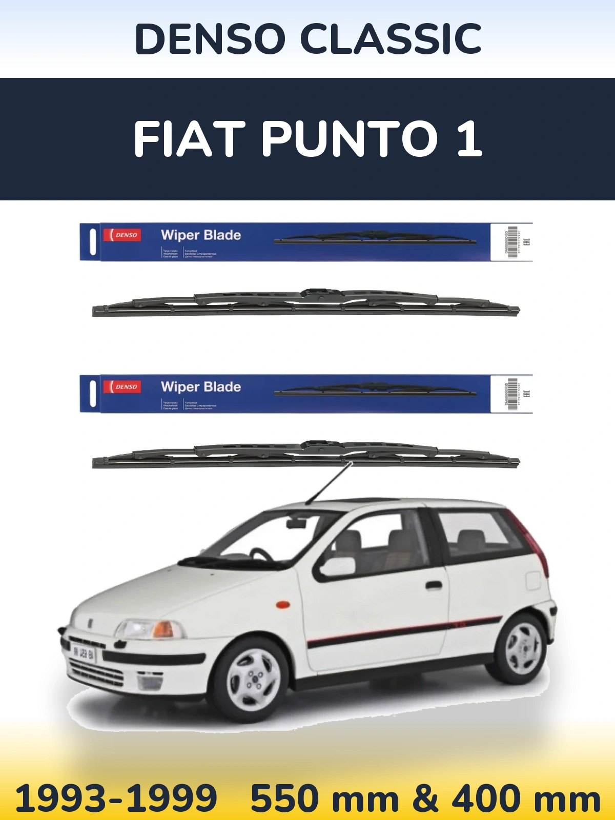 Sada předních stěračů Denso Classic 550 a 400 mm pro Fiat Punto 1 1993-1999