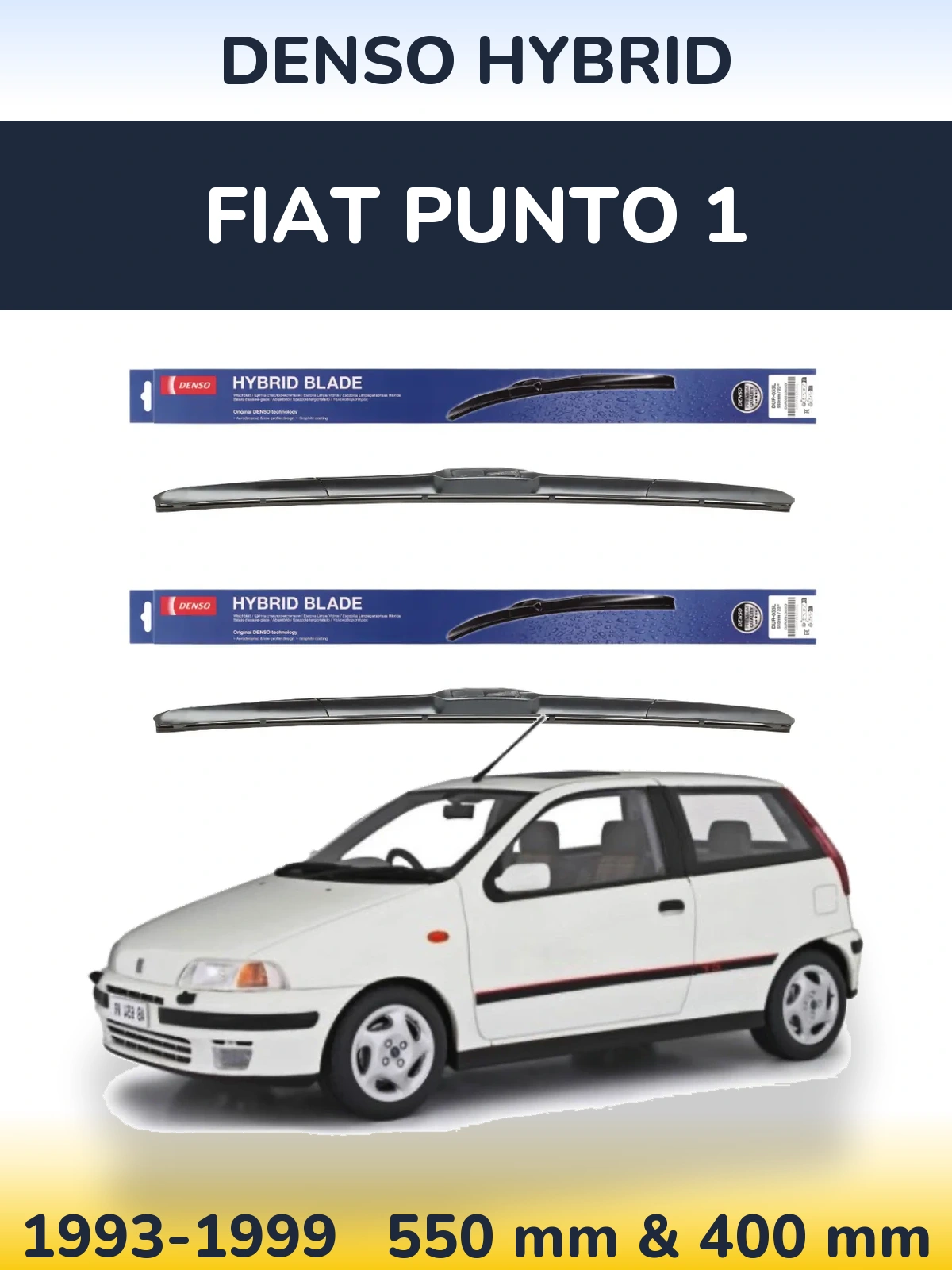 Sada předních stěračů Denso Hybrid 550 a 400 mm pro Fiat Punto 1 1993-1999