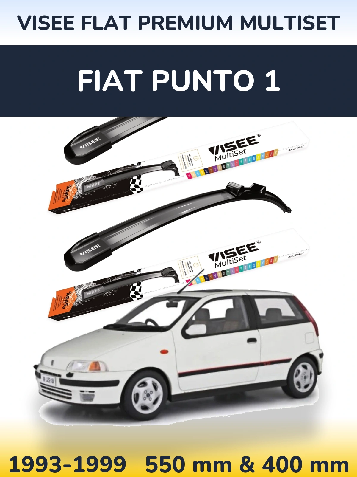 Sada předních stěračů VISEE FLAT PREMIUM MultiSet 550 a 400 mm pro Fiat Punto 1 1993-1999