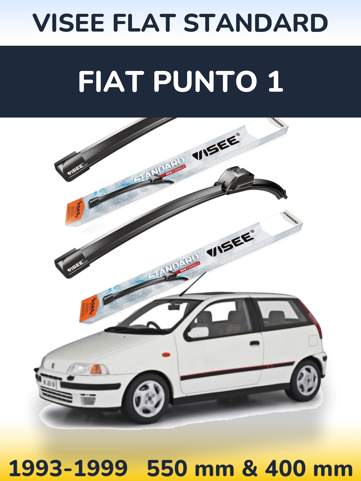 Sada předních stěračů VISEE FLAT STANDARD 550 a 400 mm pro Fiat Punto 1 1993-1999