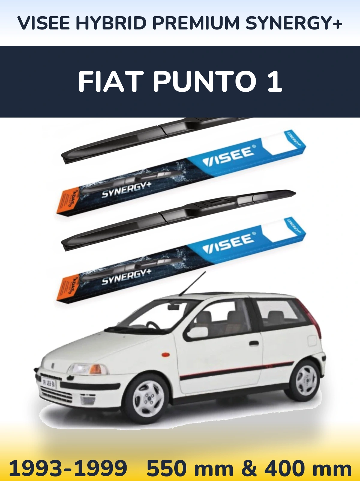 Sada předních stěračů VISEE HYBRID PREMIUM SYNERGY+ 550 a 400 mm pro Fiat Punto 1 1993-1999