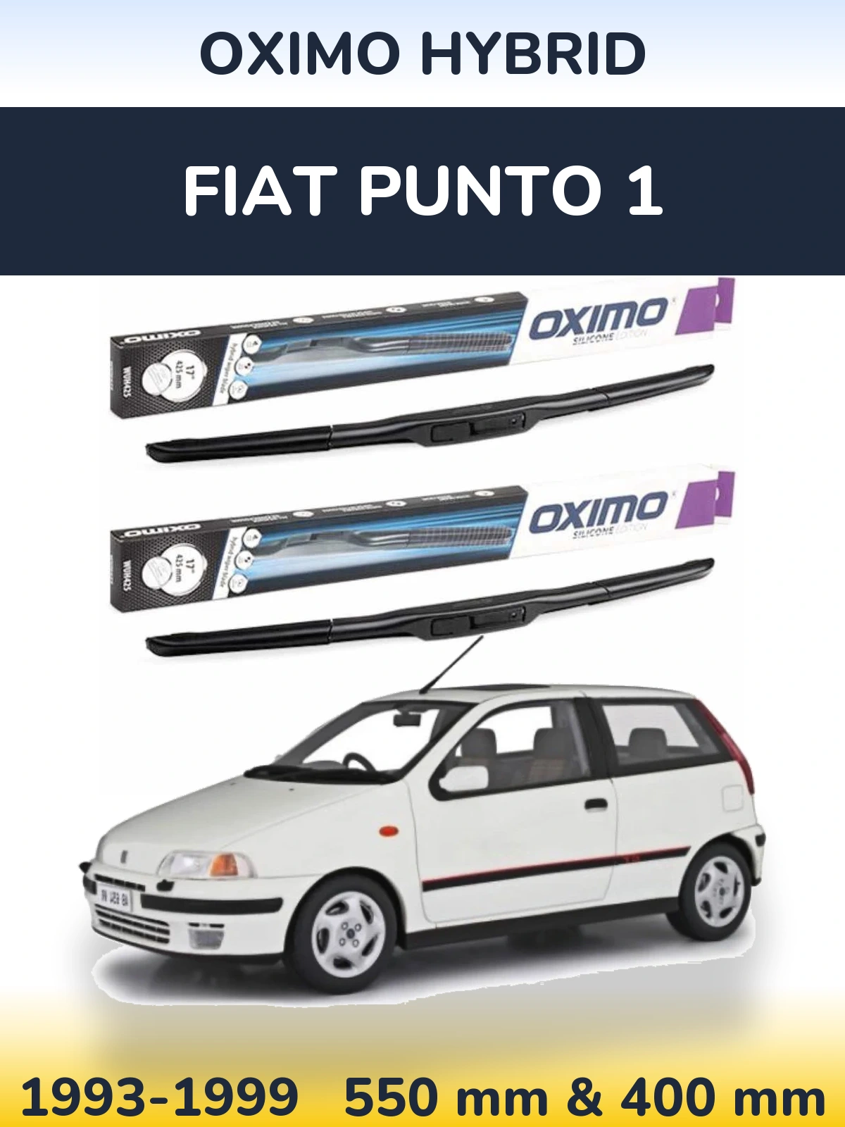 Sada předních stěračů Oximo Hybrid 550 a 400 mm pro Fiat Punto 1 1993-1999