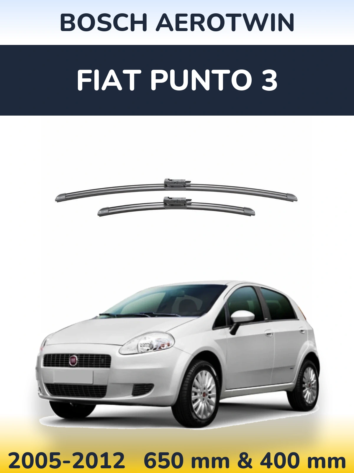 Sada předních stěračů BOSCH AeroTwin 650 a 400 mm pro Fiat Punto 3 2005-2012