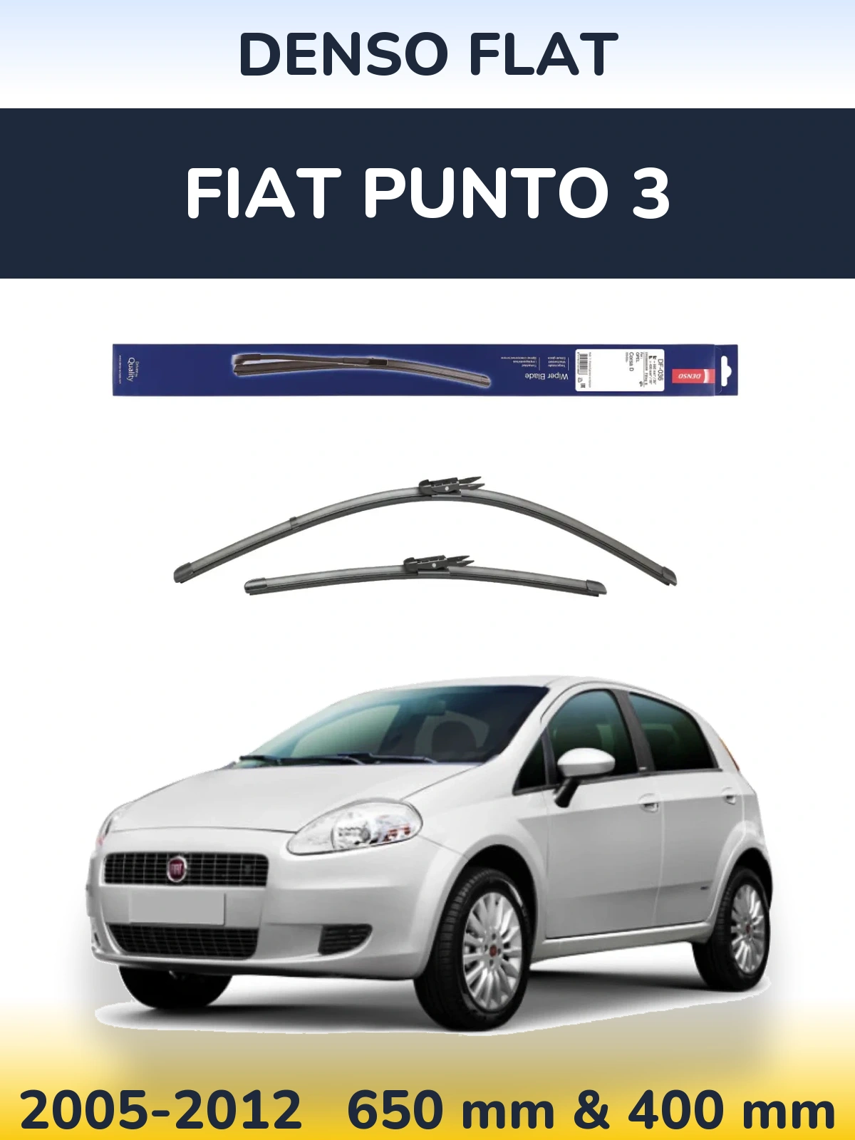 Sada předních stěračů Denso Flat 650 a 400 mm pro Fiat Punto 3 2005-2012