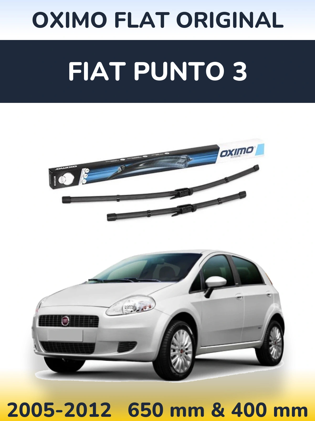 Sada předních stěračů Oximo Flat Original 650 a 400 mm pro Fiat Punto 3 2005-2012