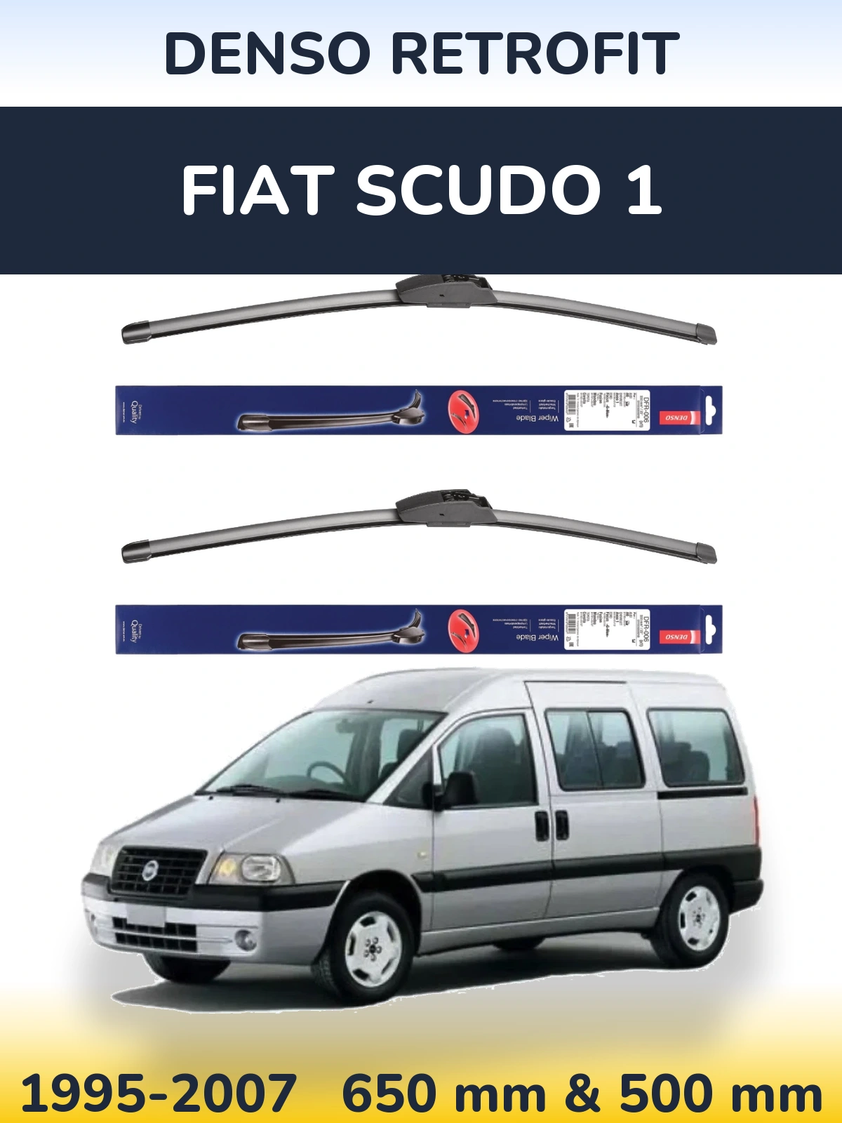 Комплект передніх щіток Denso Retrofit 650 & 500 мм для Fiat Scudo 1 1995-2007