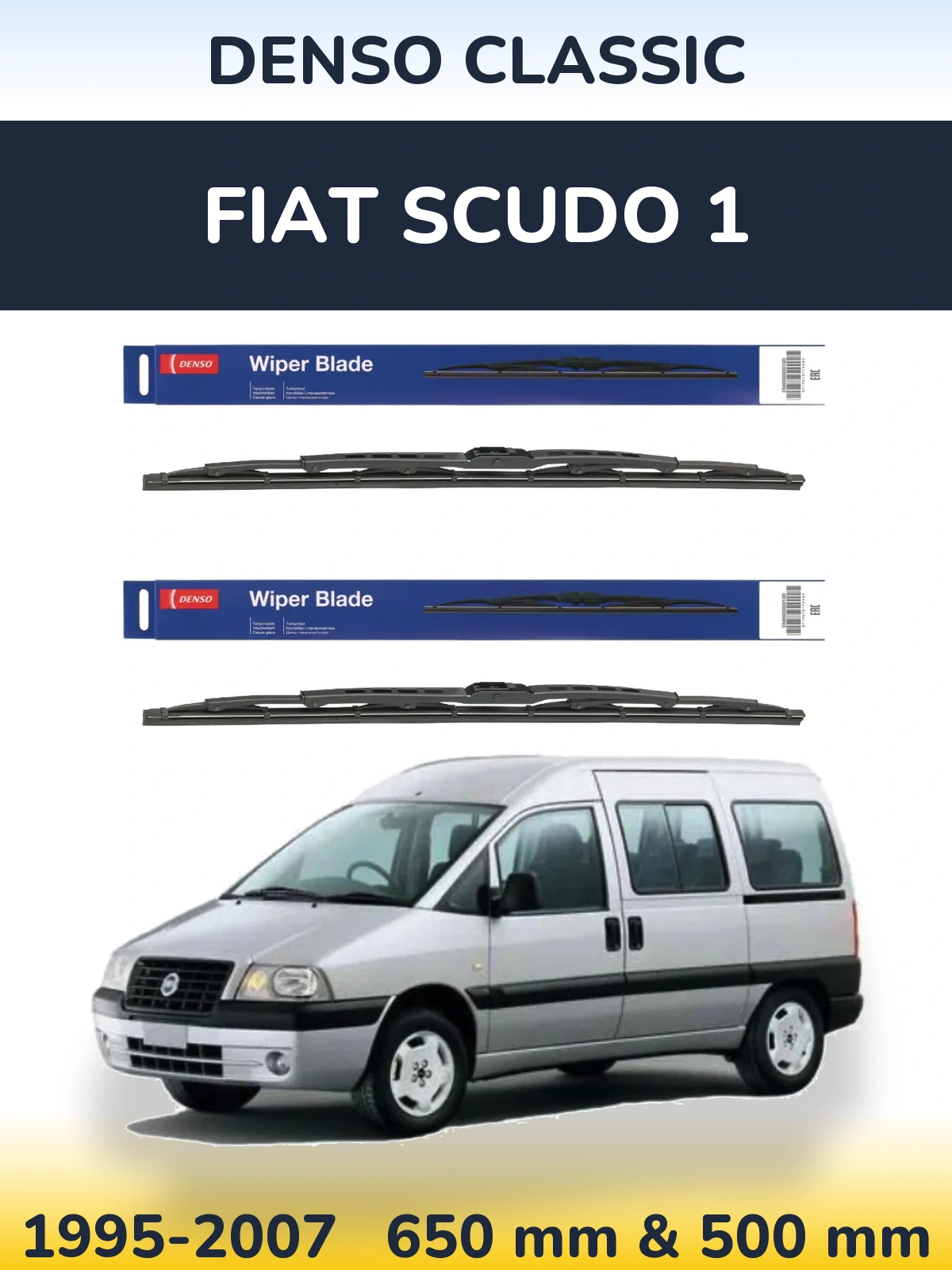 Sada předních stěračů Denso Classic 650 a 500 mm pro Fiat Scudo 1 1995-2007