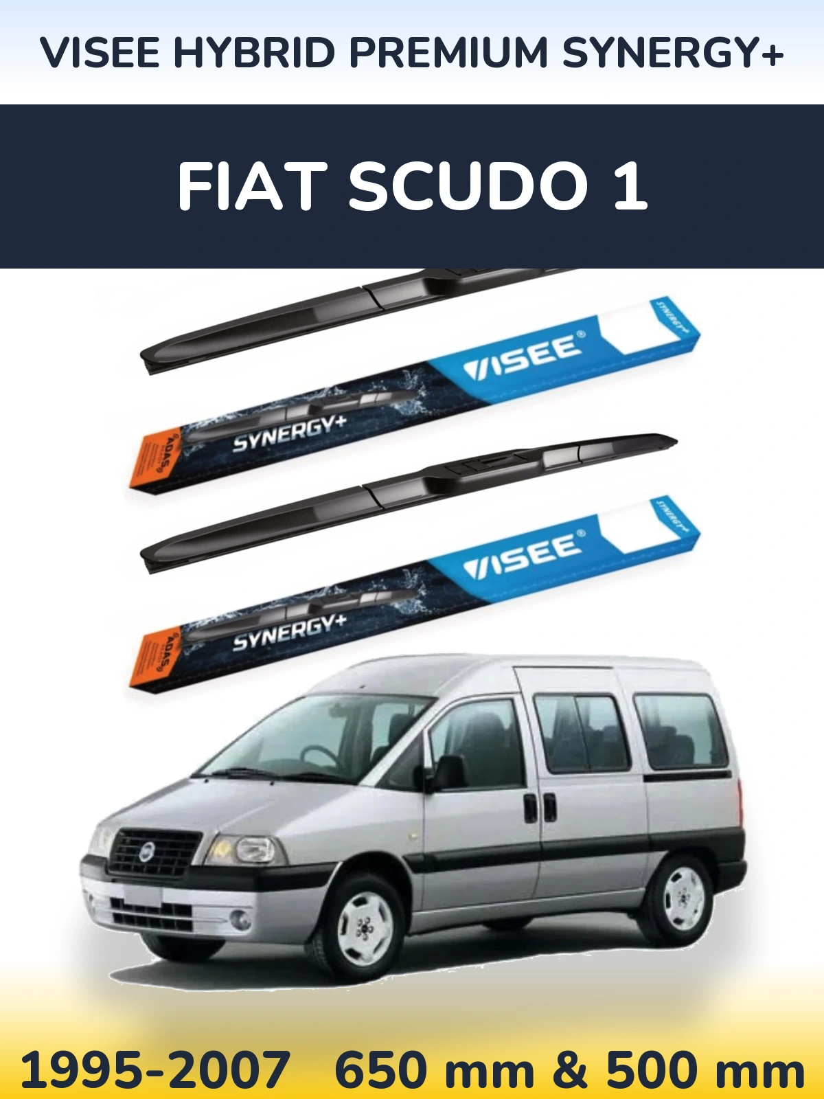 Sada předních stěračů VISEE HYBRID PREMIUM SYNERGY+ 650 a 500 mm pro Fiat Scudo 1 1995-2007