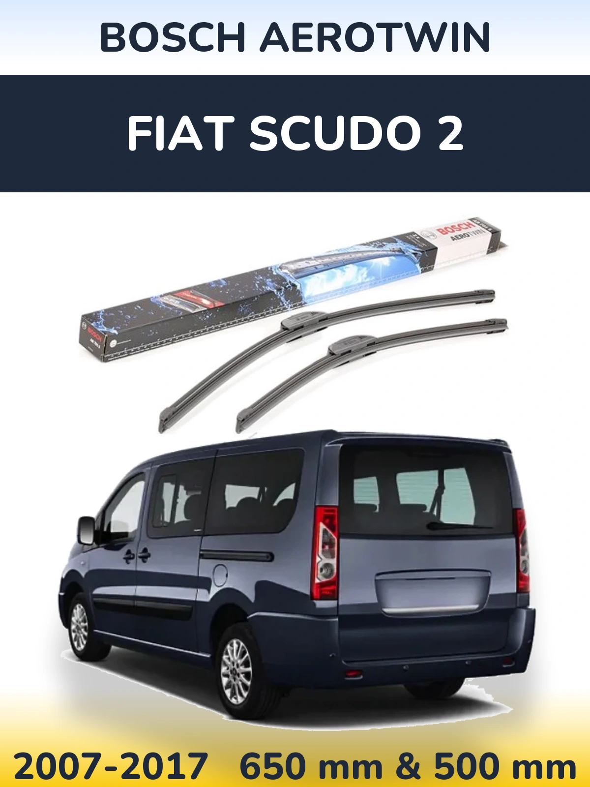 Комплект передніх щіток BOSCH AeroTwin 650 & 500 мм для Fiat Scudo 2 2007-2017