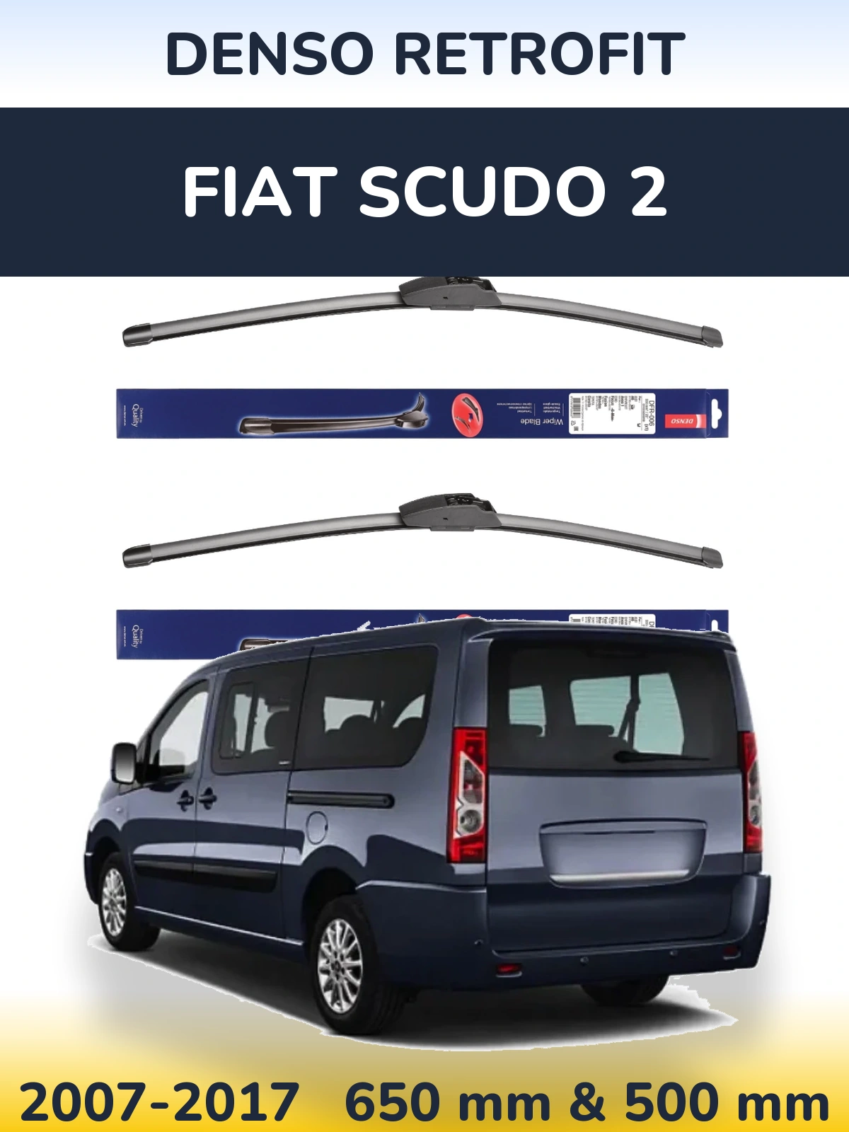 Комплект передніх щіток Denso Retrofit 650 & 500 мм для Fiat Scudo 2 2007-2017