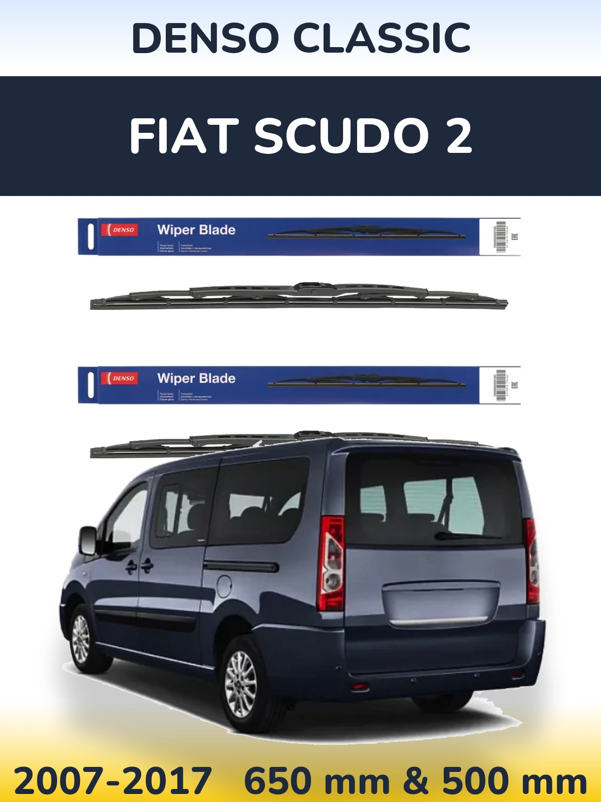 Sada předních stěračů Denso Classic 650 a 500 mm pro Fiat Scudo 2 2007-2017
