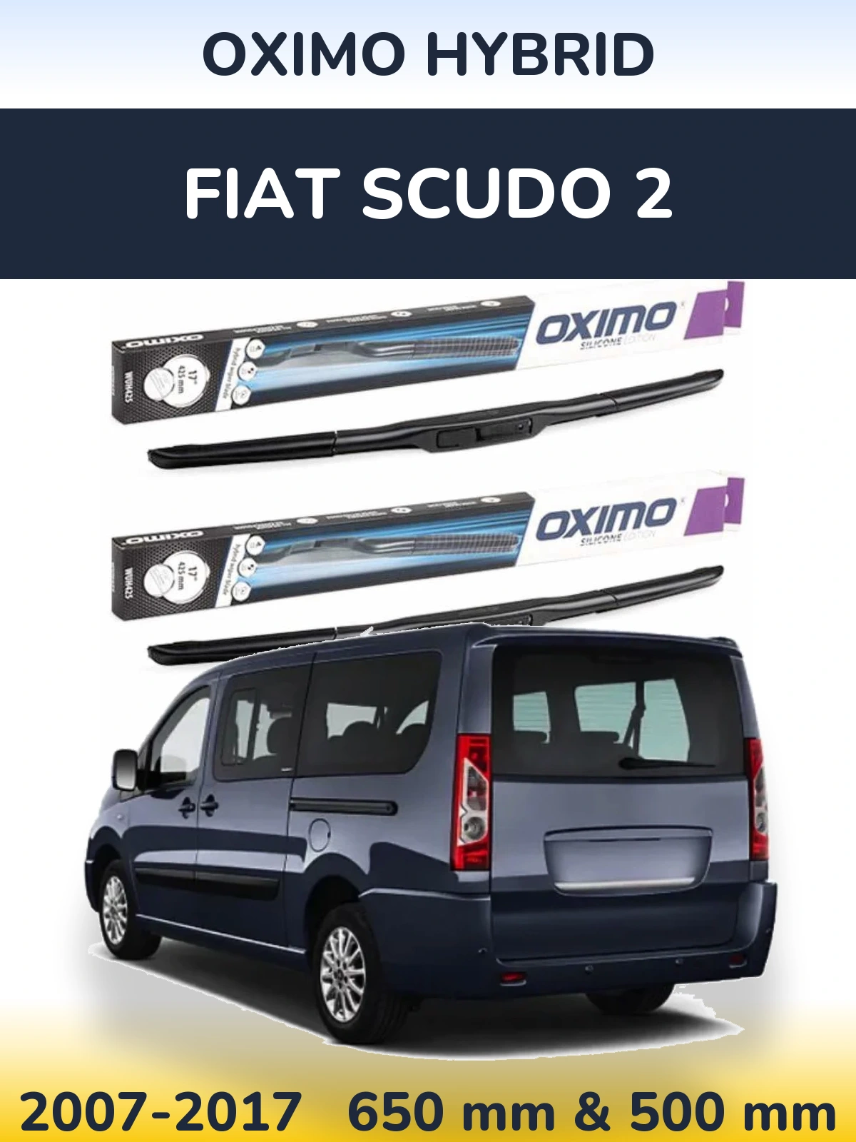 Sada předních stěračů Oximo Hybrid 650 a 500 mm pro Fiat Scudo 2 2007-2017
