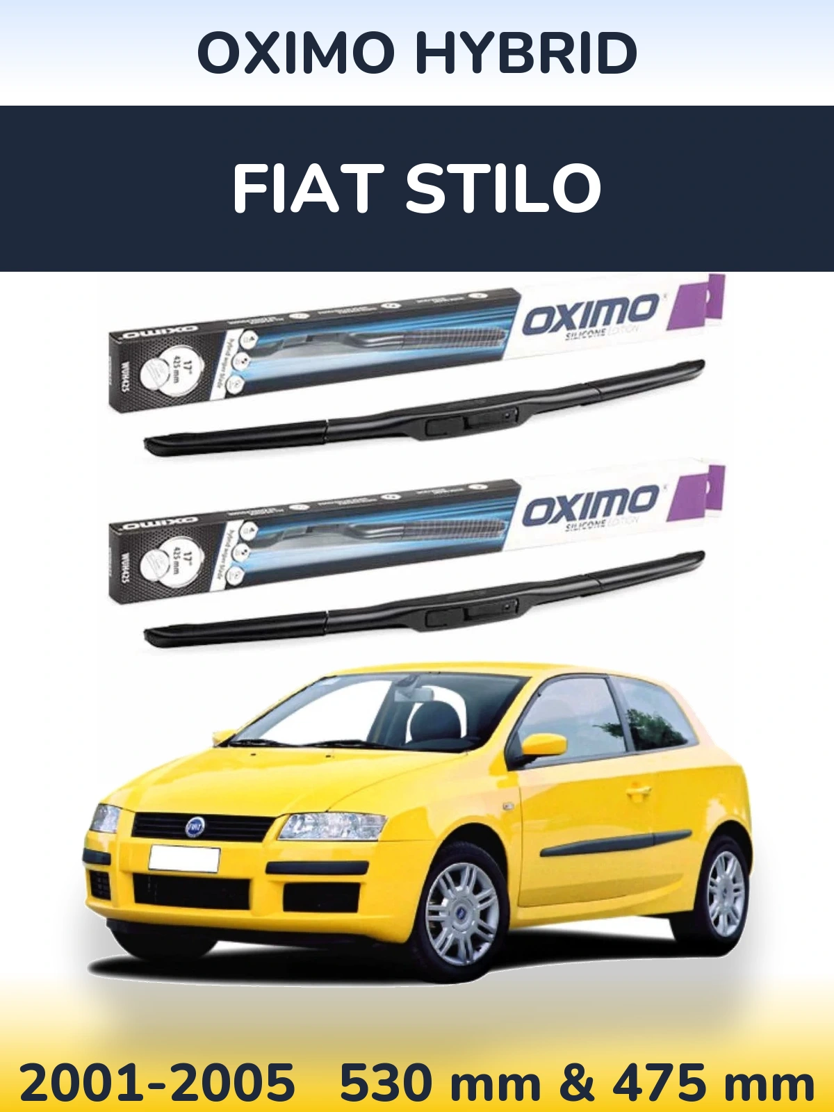 Комплект передніх щіток Oximo Hybrid 530 & 475 мм для Fiat Stilo 2001-2005