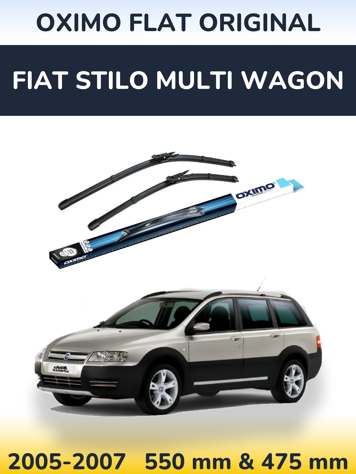 Sada předních stěračů Oximo Flat Original 550 a 475 mm pro Fiat Stilo Multi Wagon 2005-2007