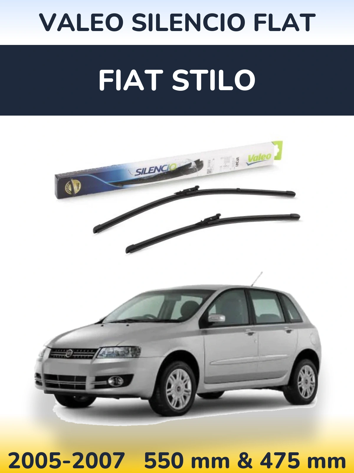 Комплект передніх щіток Valeo Silencio Flat 550 & 450 мм для Fiat Stilo 2005-2007