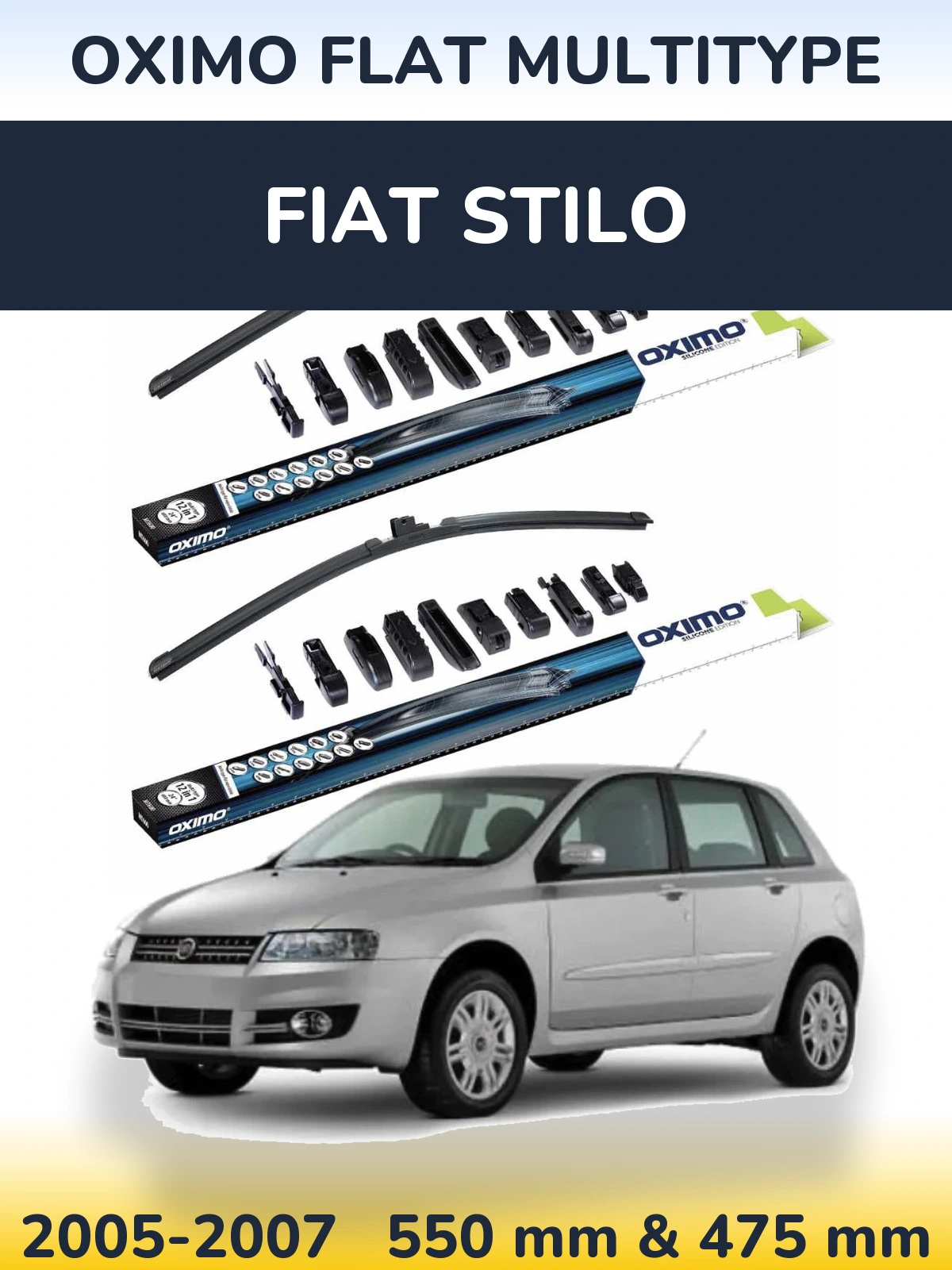 Sada předních stěračů Oximo Flat MultiType 550 a 475 mm pro Fiat Stilo 2005-2007