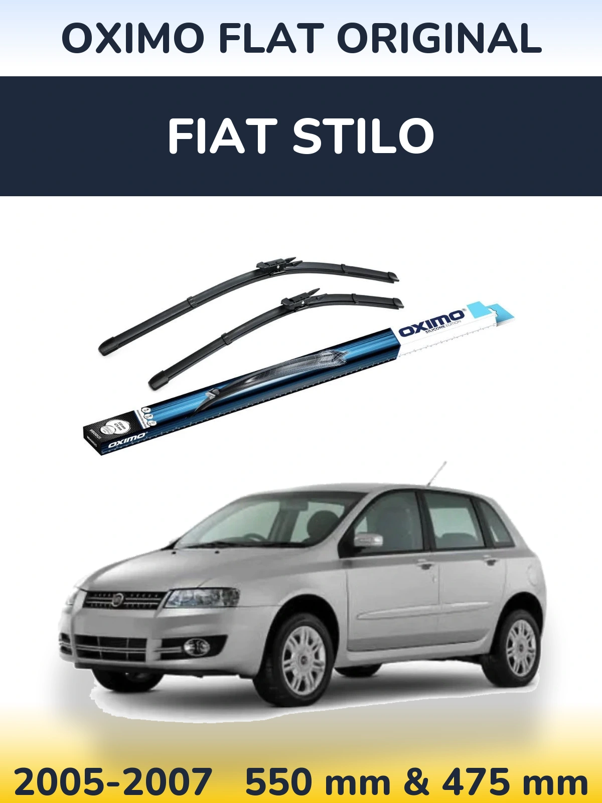 Sada předních stěračů Oximo Flat Original 550 a 475 mm pro Fiat Stilo 2005-2007