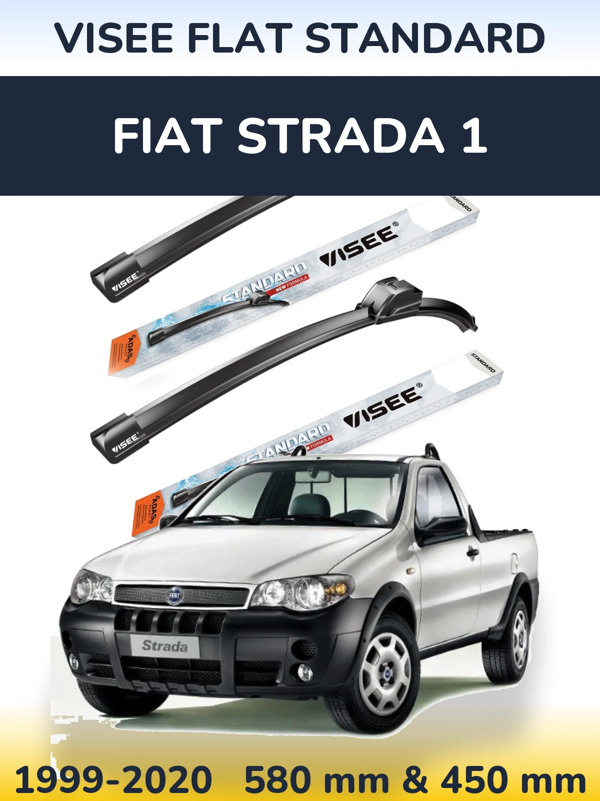 Sada předních stěračů VISEE FLAT STANDARD 580 a 450 mm pro Fiat Strada 1 1999-2020