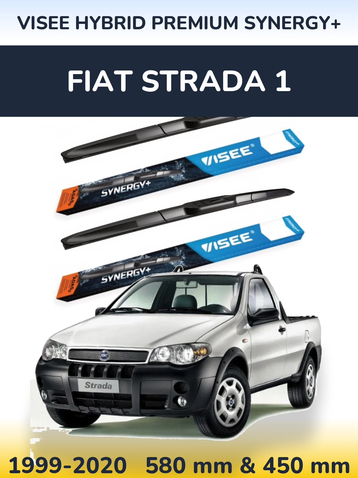 Sada předních stěračů VISEE HYBRID PREMIUM SYNERGY+ 580 a 450 mm pro Fiat Strada 1 1999-2020