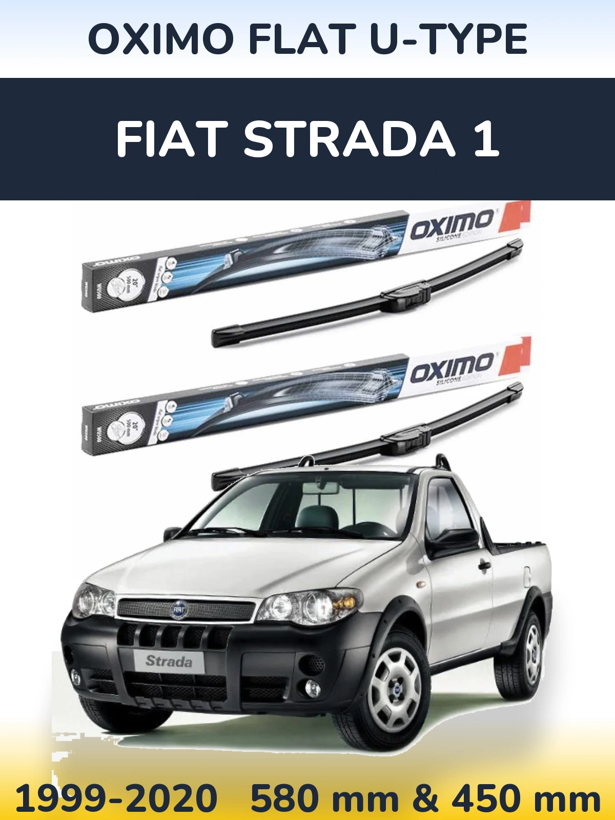 Sada předních stěračů Oximo Flat U-type 580 a 450 mm pro Fiat Strada 1 1999-2020