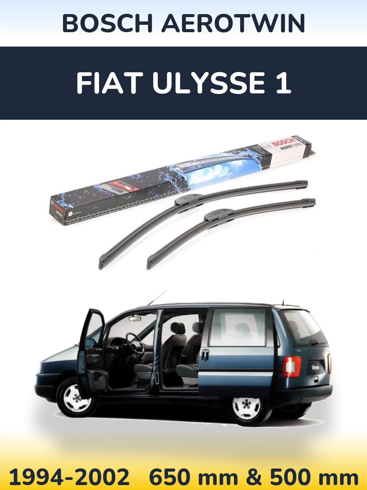 Sada předních stěračů BOSCH AeroTwin 650 a 500 mm pro Fiat Ulysse 1 1994-2002