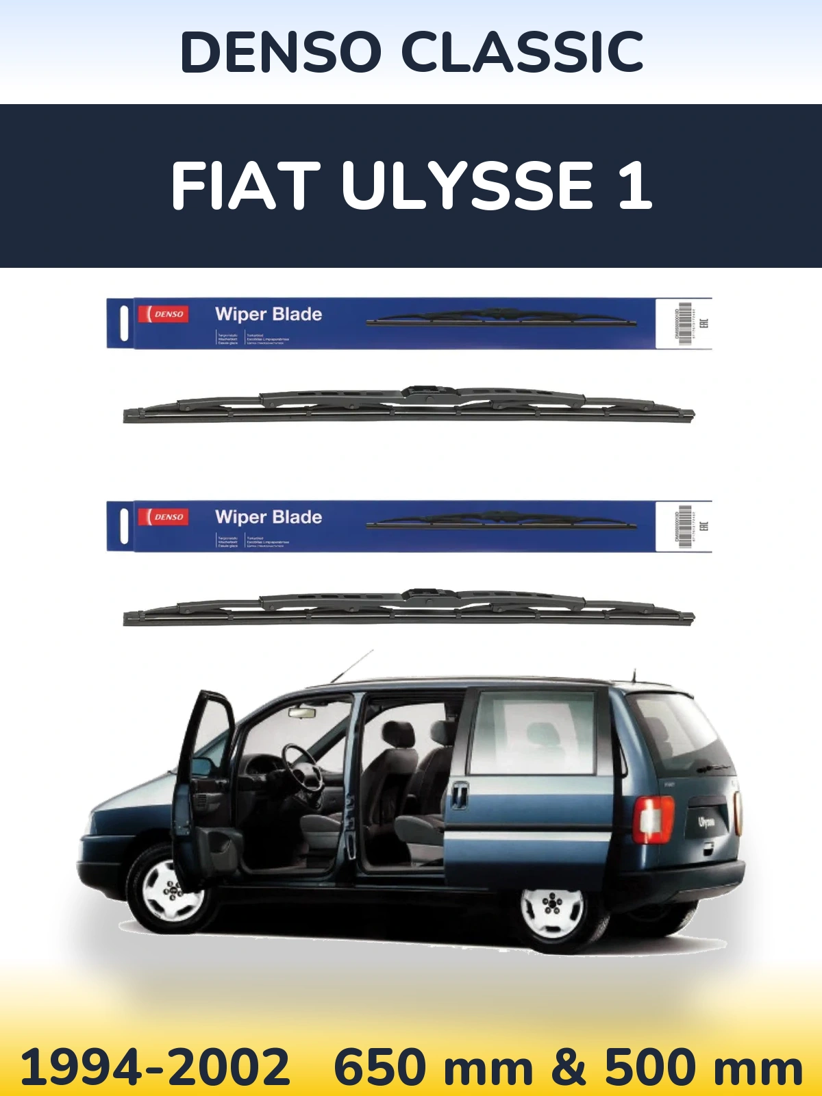 Sada předních stěračů Denso Classic 650 a 500 mm pro Fiat Ulysse 1 1994-2002