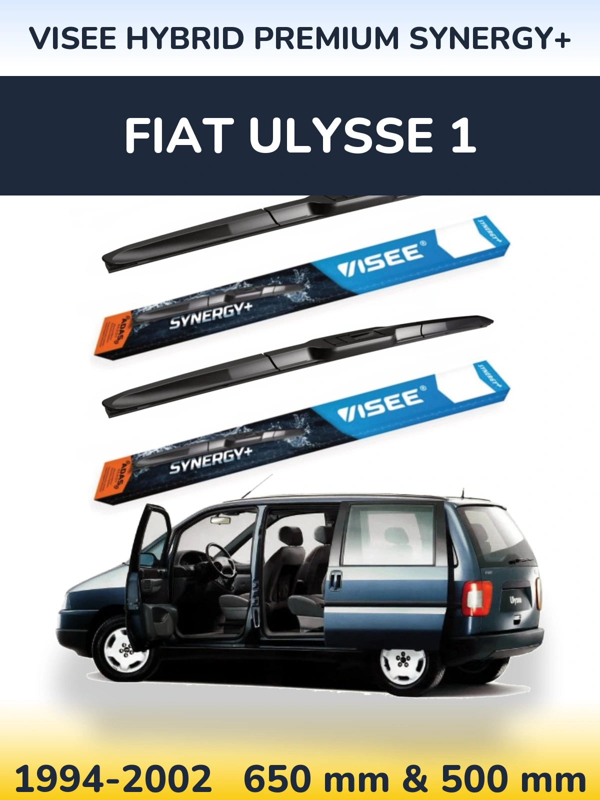 Sada předních stěračů VISEE HYBRID PREMIUM SYNERGY+ 650 a 500 mm pro Fiat Ulysse 1 1994-2002
