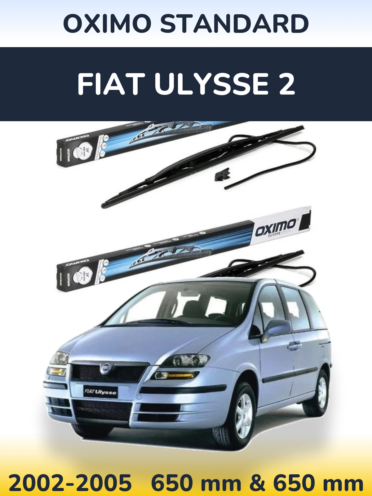 Sada předních stěračů Oximo Standard 650 a 650 mm pro Fiat Ulysse 2 2002-2005