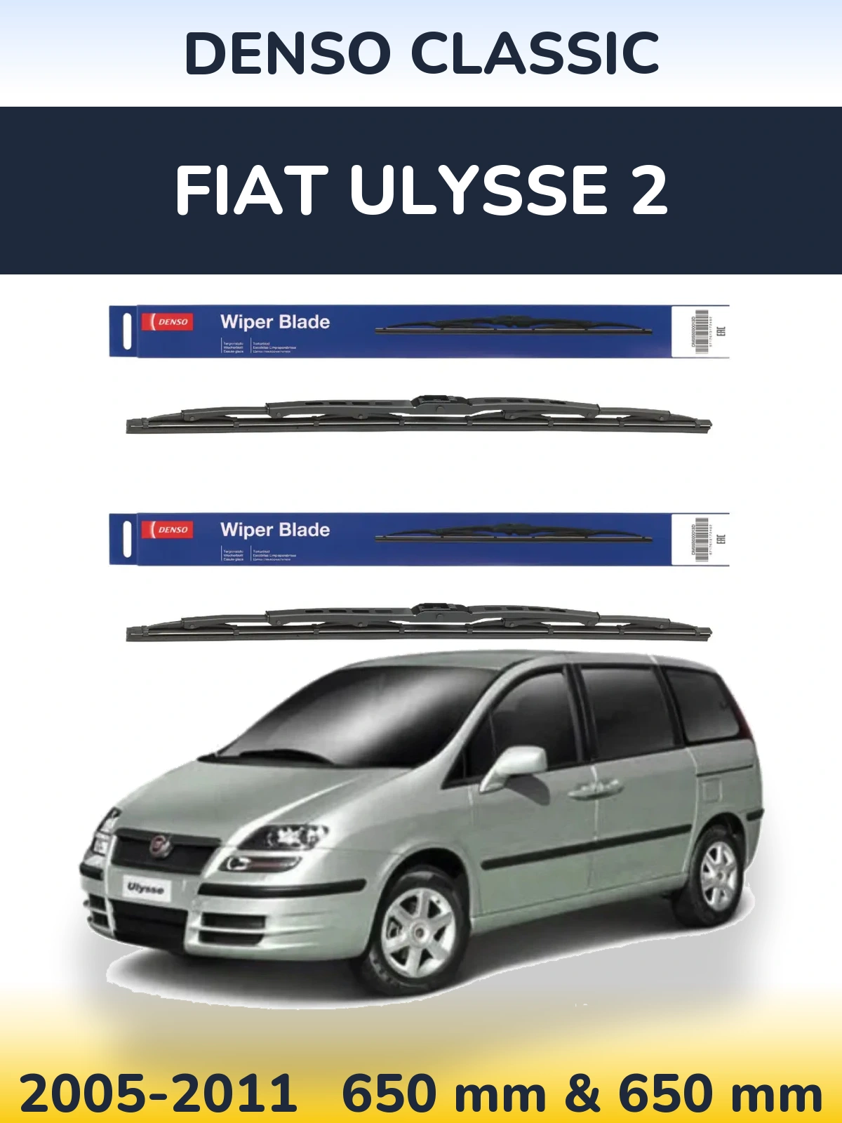 Sada předních stěračů Denso Classic 650 a 650 mm pro Fiat Ulysse 2 2005-2011