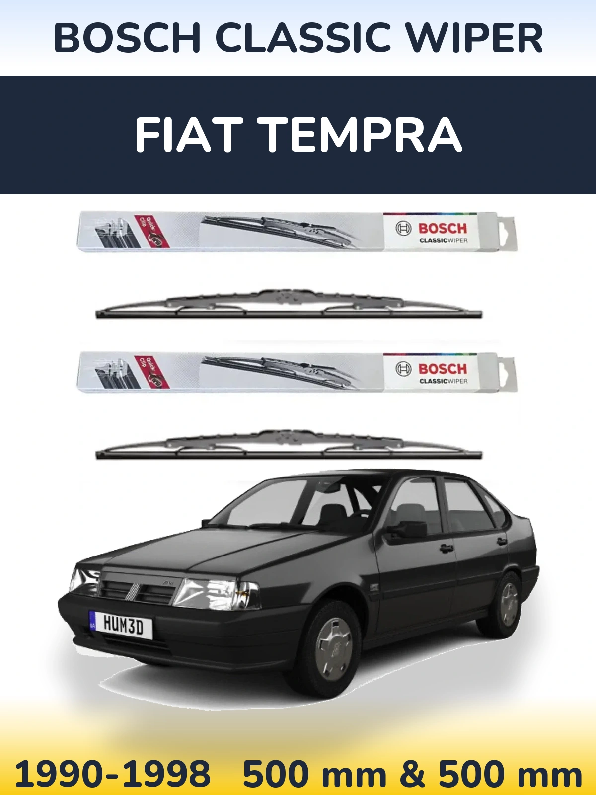Комплект передніх щіток BOSCH Classic Wiper 500 & 500 мм для Fiat Tempra 1990-1998