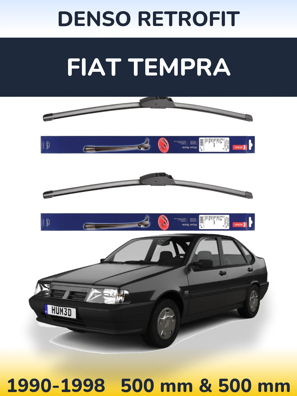 Sada předních stěračů Denso Retrofit 500 a 500 mm pro Fiat Tempra 1990-1998