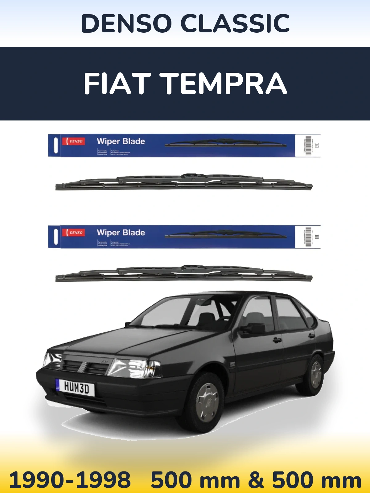 Комплект передніх щіток Denso Classic 500 & 500 мм для Fiat Tempra 1990-1998