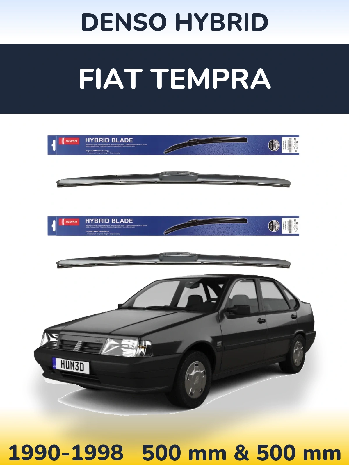 Комплект передніх щіток Denso Hybrid 500 & 500 мм для Fiat Tempra 1990-1998