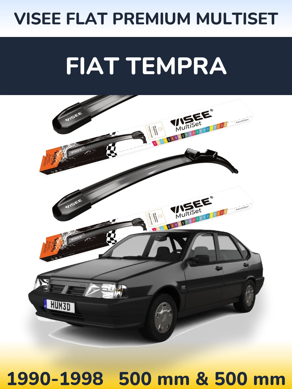 Sada předních stěračů VISEE FLAT PREMIUM MultiSet 500 a 500 mm pro Fiat Tempra 1990-1998