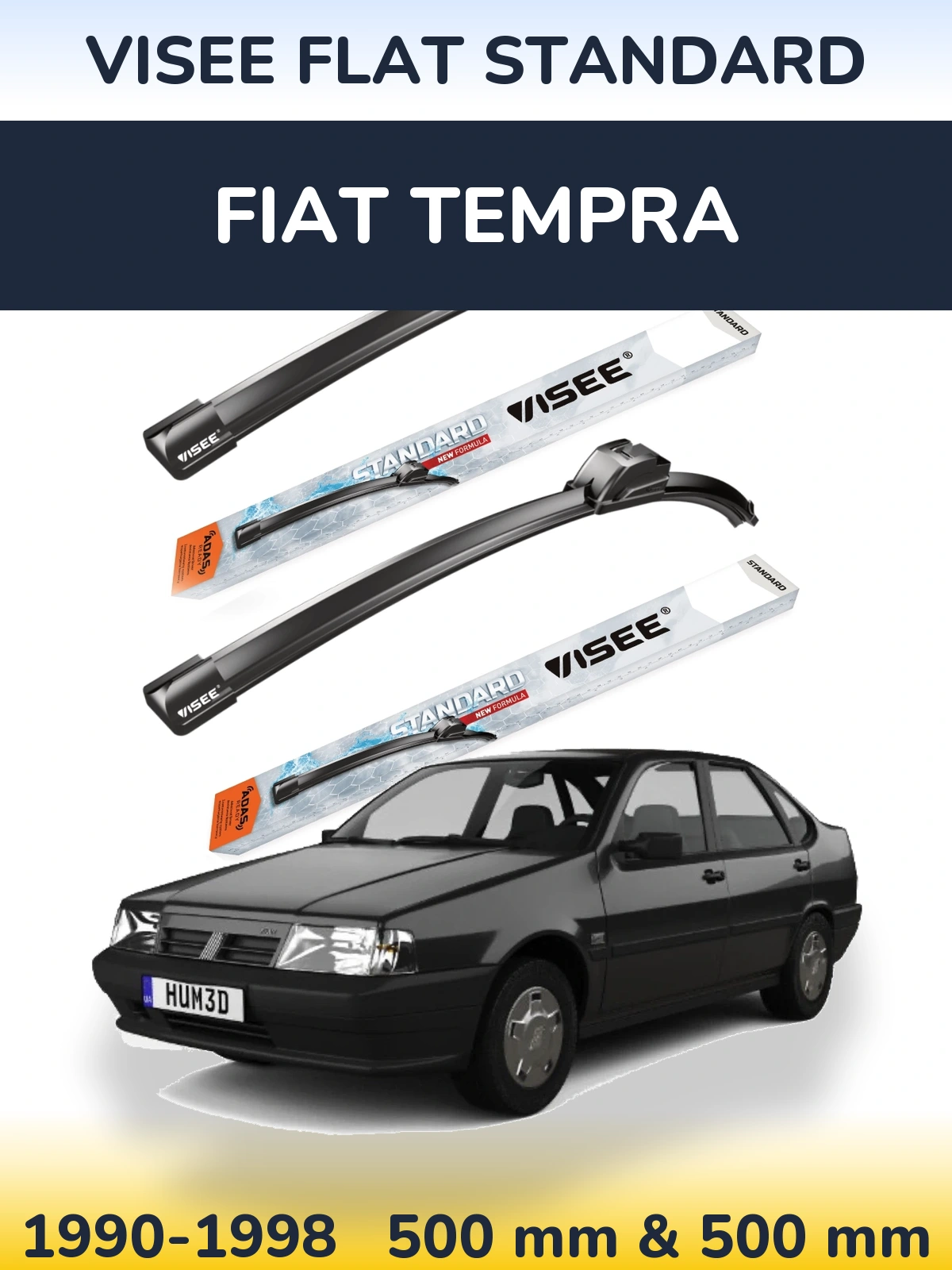 Sada předních stěračů VISEE FLAT STANDARD 500 a 500 mm pro Fiat Tempra 1990-1998
