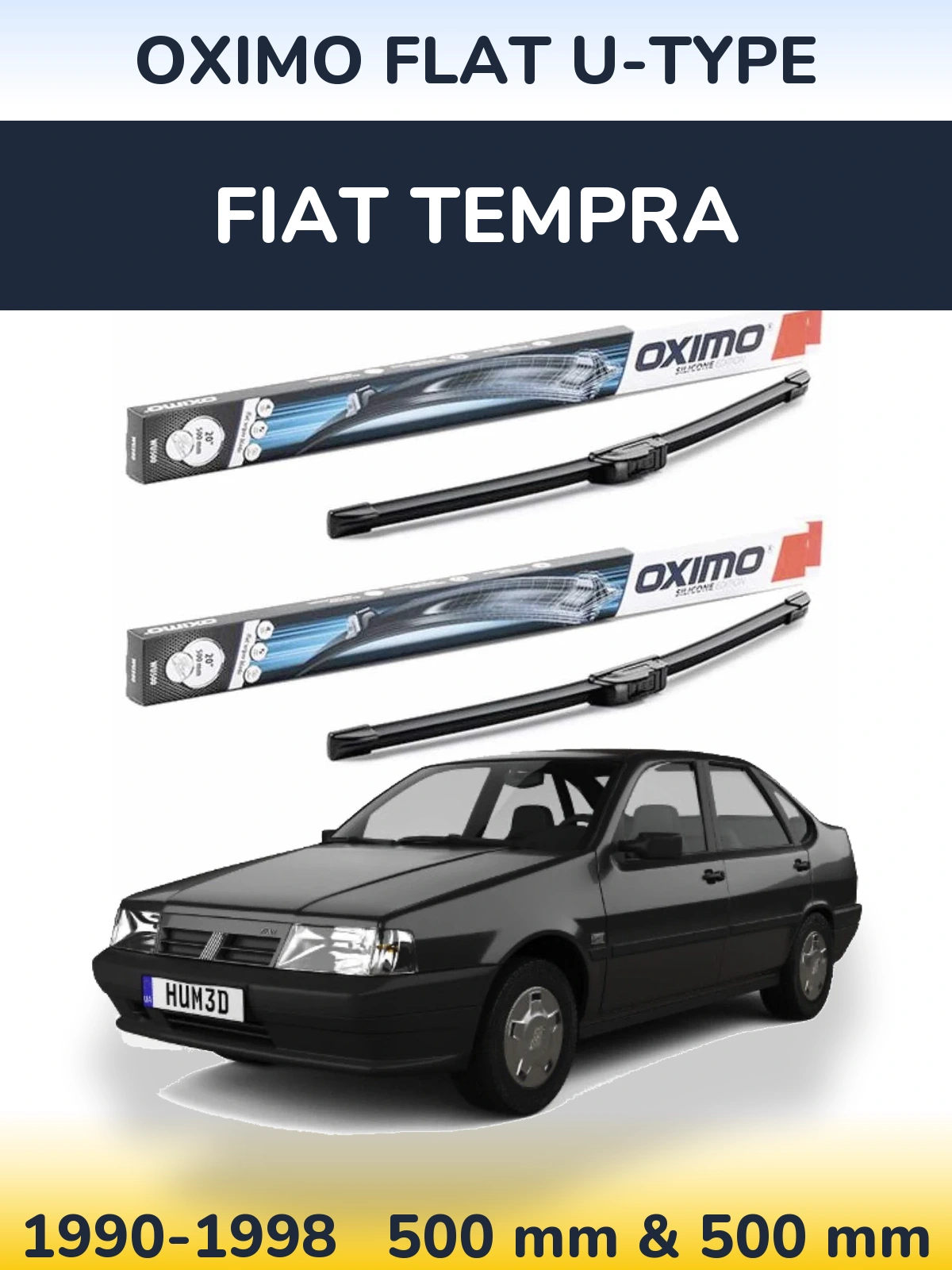 Комплект передніх щіток Oximo Flat U-type 500 & 500 мм для Fiat Tempra 1990-1998
