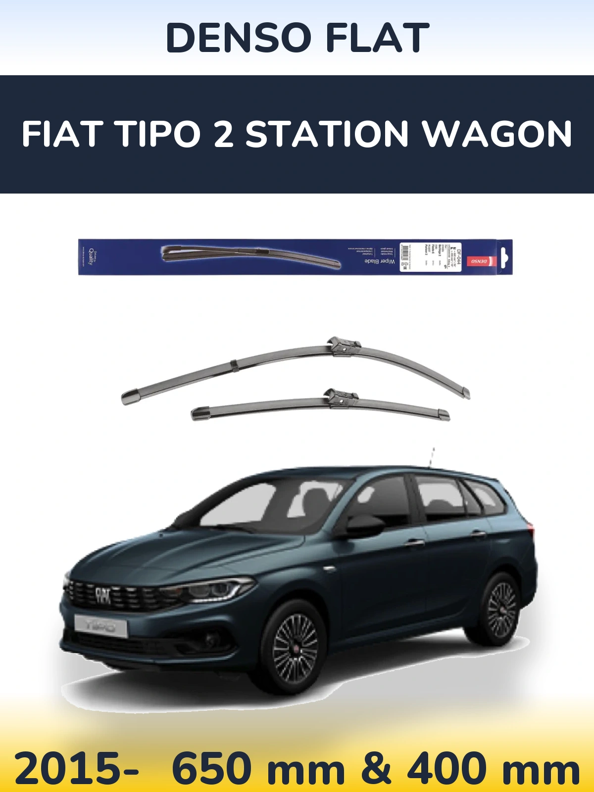 Sada předních stěračů Denso Flat 650 a 400 mm pro Fiat Tipo 2 Station Wagon 2015-2026